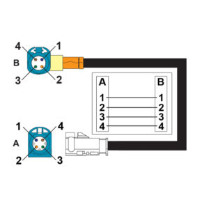 AMPIRE Kabel HSD Stecker auf HSD Buchse linksgewinkelt 100cm - Kodierung univ.