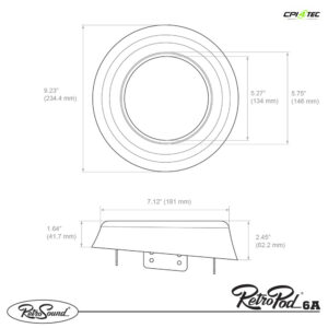 RETROSOUND RPOD6A Aufbaurahmen für 165mm Lautsprecher universell flache Montage – Bild 7