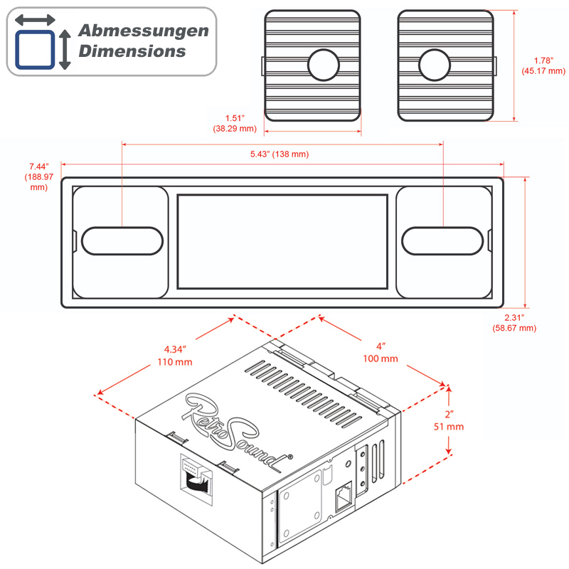 RETROSOUND Design "Becker Chrome" DAB+ Komplett-Set mit Zubehör (ohne Radiomodul)