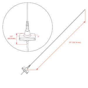 RETROSOUND Stabantenne für den 1965-85 Ford, Stab, eckiger Fuss