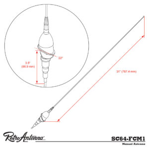 RETROSOUND Stabantenne, verchromtes Messing, Frontmontage