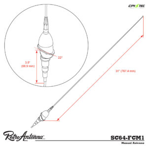 RETROSOUND SC64-FCM1 Stabantenne Chevrolet Truck 1955-1959 verchromtes Messing – Bild 3