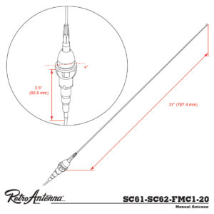 RETROSOUND Stabantenne, verchromtes Messing, Heckmontage