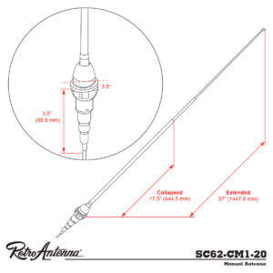 RETROSOUND Teleskopantenne, 1955-1964 Chevy Corvette (MC-5660-35-RC)