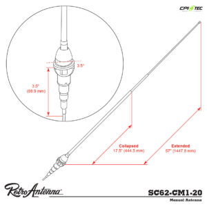 RETROSOUND MC-5660-35-RC Teleskopantenne 1955-1964 Chevy Corvette Antenne – Bild 3