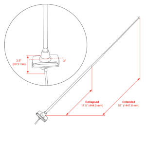 RETROSOUND Teleskopantenne für den 1965-85 Ford, Teleskop, eckiger Fuss