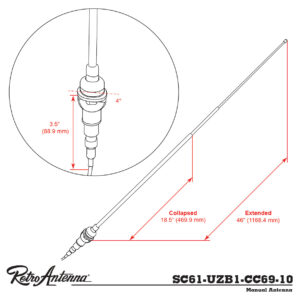 RETROSOUND Teleskopantenne für den 1969 Camaro/Firebird