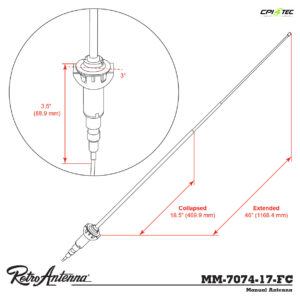 RETROSOUND MM-7074-17-FC Teleskopantenne Plymouth Baracuda 1970-74 – Bild 3