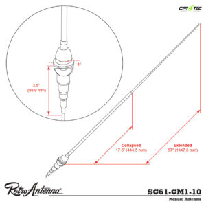 RETROSOUND SC61-CM1-10 Teleskopantenne Chevrolet Camaro 1967-68, UKW DAB+ – Bild 3