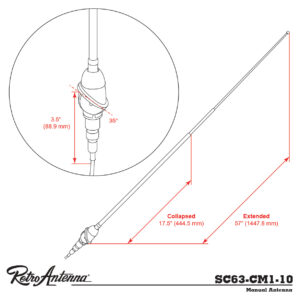 RETROSOUND Teleskopantenne, verchromtes Messing, Frontmontage