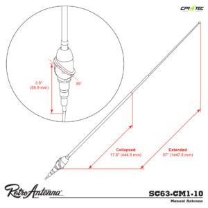 Alternative view of RETROSOUND SC63-CM1-10 Teleskopantenne Chevrolet GMC Frontmontage verchromt
