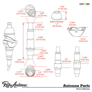 RETROSOUND SC63-CM1-10 Teleskopantenne Chevrolet GMC Frontmontage verchromt – Bild 3