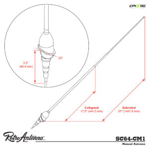 RETROSOUND SC64-CM1 Teleskopantenne Chevrolet 1949-1959 verchromtes Messing – Bild 3