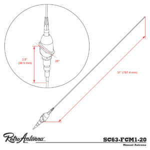 RETROSOUND Teleskopantenne, verchromtes Messing, Heckmontage