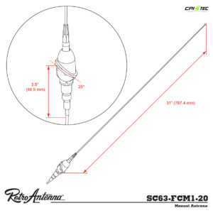 Alternative view of RETROSOUND SC63-FCM1-20 Teleskopantenne Heckmontage Chevrolet Bel Air 1963-66