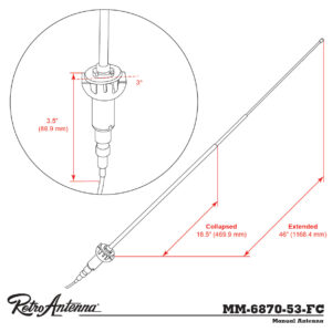 RETROSOUND Teleskopantenne, verchromtes Messing, für 1968-70 MOPAR