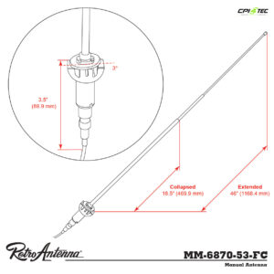 RETROSOUND MM-6870-53-FC Teleskopantenne 1968-70 MOPAR verchromtes Messing UKW – Bild 3