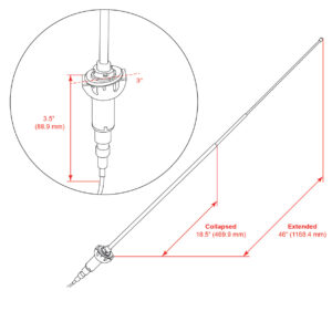 RETROSOUND Teleskopantenne, verchromtes Messing, für 1968-74 MOPAR A Body