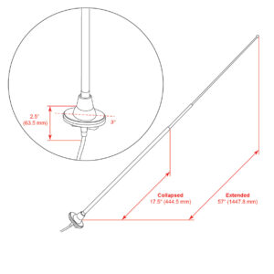 RETROSOUND Teleskopantenne, verchromtes Messing, ovaler Fuss