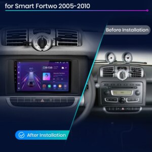 Android Autoradio für Smart Fortwo 2005-2010 9 Zoll  GPS Navigation Carplay DSP Bluetooth FM Lenkradbedienung – Bild 3