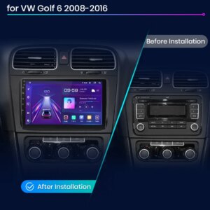 Android Autoradio VW Golf 6 2008-2016 9 Zoll GPS Navigation Carplay DSP Bluetooth FM Lenkradbedienung – Bild 3
