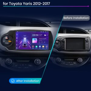 Android Autoradio für Toyota Yaris 2012-2017 9 Zoll  GPS Navigation Carplay DSP Bluetooth FM Lenkradbedienung – Bild 3