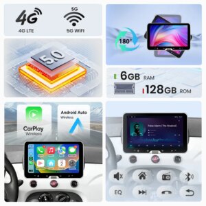 Android Autoradio für Fiat 500 500C Abarth 2007-2015 CarPlay, GPS-Navigation, Smart-System und FM-Radio – Bild 4
