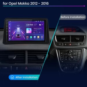 Android Autoradio für Opel Mokka 2012-2016 9 Zoll GPS Navigation Carplay DSP Bluetooth FM Lenkradbedienung – Bild 2