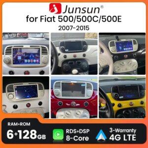 Android Autoradio für Fiat 500 500C Abarth 2007 bis 2015 Touchscreen CarPlay  Android Auto GPS Navigation I Bluetooth Freisprechen USB Wifi