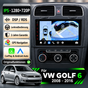 Android Autoradio VW Golf 6 2008-2016 9 Zoll GPS Navigation Carplay DSP Bluetooth FM Lenkradbedienung – Bild 2