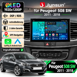 Android Autoradio für Peugeot 508 2011-2018 9 Zoll GPS Navigation Carplay DSP Bluetooth FM Lenkradbedienung – Bild 2