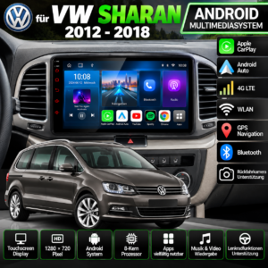 Alternative view of Android Autoradio für Volkswagen Sharan 2012-2018 9 Zoll  GPS Navigation Carplay DSP Bluetooth FM Lenkradbedienung