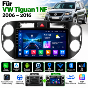 Alternative view of Android Autoradio für Volkswagen (VW) Tiguan Mk1 (5N) 2007-2016 Android GPS-Navigation,  WiFi, DSP, RDS, BT, SWC, IPS-Touchscreen