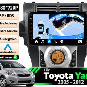 Android Autoradio für Toyota Yaris 2005-2012 9 Zoll GPS Navigation Carplay DSP Bluetooth FM Lenkradbedienung – Bild 2
