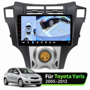 Android Autoradio für Toyota Yaris 2005-2012 9 Zoll GPS Navigation Carplay DSP Bluetooth FM Lenkradbedienung