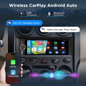Android Autoradio Universal 1-Din  Carplay Android Auto Multimedia GPS-Navigation BT SWC FM MIC AUX USB Typ-C – Bild 3