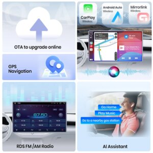 Android Autoradio für Fiat 500 2016-2019 Multimedia  Apple CarPlay Navigation BT GPS 4G WIFI FM – Bild 5