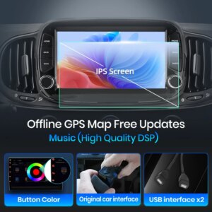 Android Autoradio für Fiat 500 2016-2019 Multimedia  Apple CarPlay Navigation BT GPS 4G WIFI FM – Bild 6