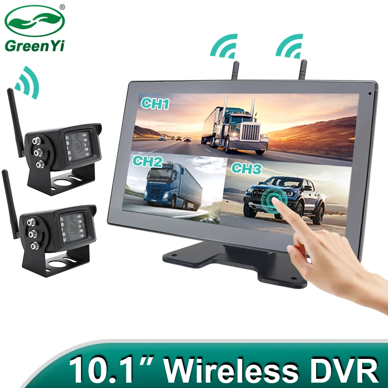 10-Zoll-AHD-Monitor, digitaler Touchscreen, DVR, Aufnahme, IR-Kamera, WiFi, 4 Kanäle, für LKW/Anhänger/Bus/Wohnmobile/SUV