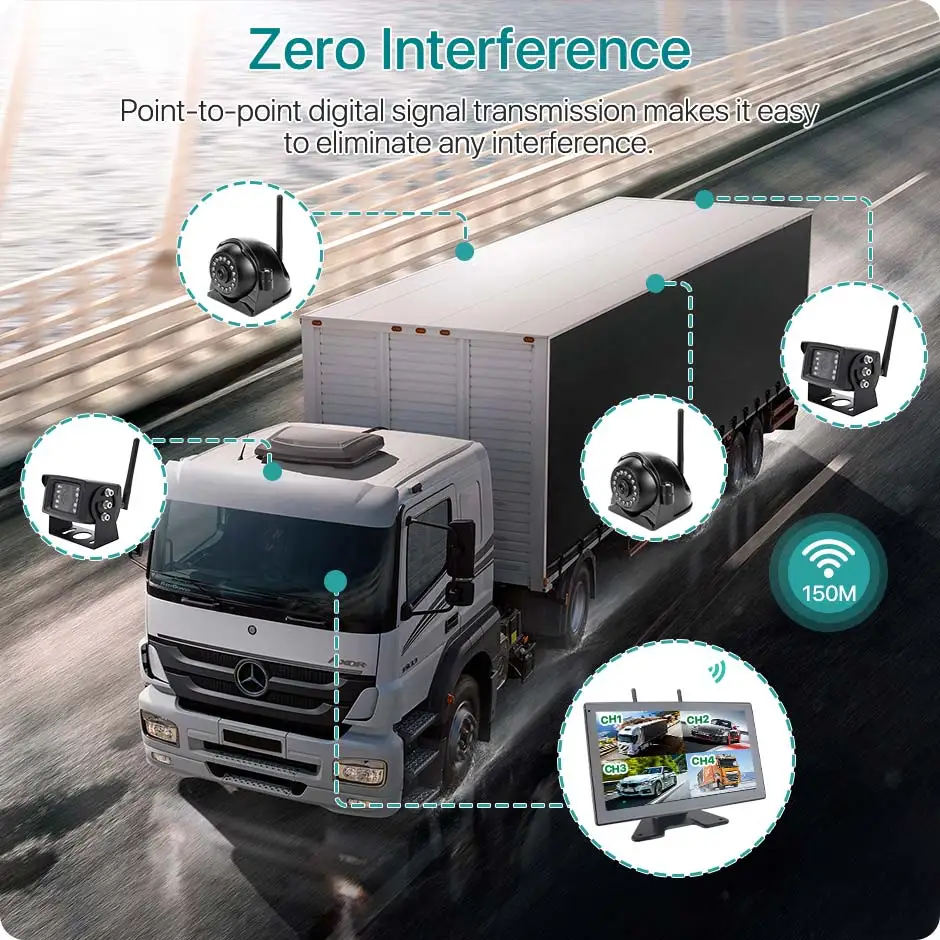 10-Zoll-AHD-Monitor, digitaler Touchscreen, DVR, Aufnahme, IR-Kamera, WiFi, 4 Kanäle, für LKW/Anhänger/Bus/Wohnmobile/SUV – Bild 5