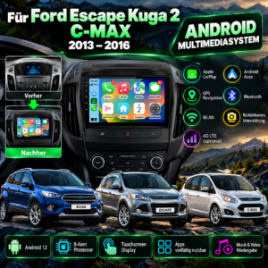 Alternative view of Android Autoradio für Ford Escape Kuga 2 C MAX 2013-2016 Wireless CarPlay Android Auto GPS 4G DSP SWC RDS BT