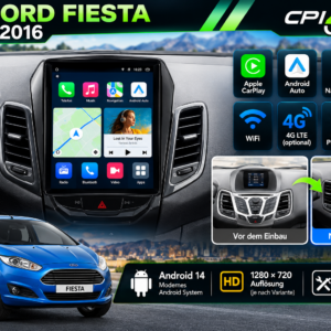Android Autoradio für Ford Fiesta MK7 2009-2017 Multimedia GPS-Navigation Carplay  9,7 Zoll Tesla-Style – Bild 2