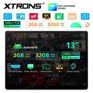 Xtrons HM138A drehbares Android 16 Auto TV Kopfstützen-Monitor-Tablet, 2880x1920 QHD+, 4K UHD – Bild 10