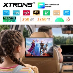 Xtrons HM138A drehbares Android 16 Auto TV Kopfstützen-Monitor-Tablet, 2880x1920 QHD+, 4K UHD – Bild 4