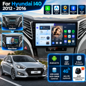 Android Autoradio für Hyundai i40 2012-2016 rds bt wifi 2 din Multimedia – Bild 2
