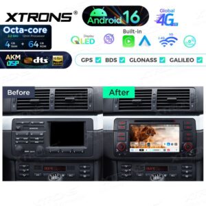 Xtrons IP7646B Android Autoradio 4/64 GB Car CD DVD Multimedia-Player, AKM DSP, 4G, Wireless CarPlay Android Auto für BMW E46 Rover 75 MG ZT – Bild 4