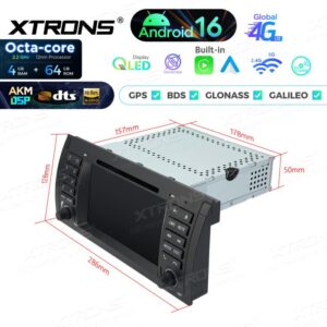 Xtrons IP7653B Android Autoradio 4/64 GB mit CD/DVD-Player, AKM DSP, 4G, Wireless CarPlay für BMW 5er E39 M5 und X5 E53 (1995–2006) – Bild 14