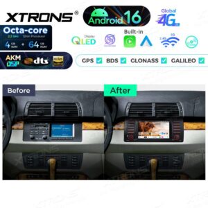 Xtrons IP7653B Android Autoradio 4/64 GB mit CD/DVD-Player, AKM DSP, 4G, Wireless CarPlay für BMW 5er E39 M5 und X5 E53 (1995–2006) – Bild 4