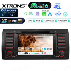 Xtrons IP7653B Android Autoradio 4/64 GB mit CD/DVD-Player, AKM DSP, 4G, Wireless CarPlay für BMW 5er E39 M5 und X5 E53 (1995–2006)