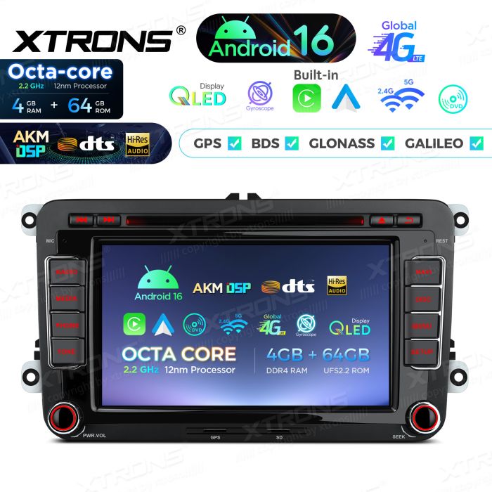 Xtrons IP76MTVG Android Autoradio mit CD- und DVD-Player für VW Golf, Passat, Skoda und SEAT, AKM DSP, 4G, kabelloses CarPlay und Android Auto – Bild 7